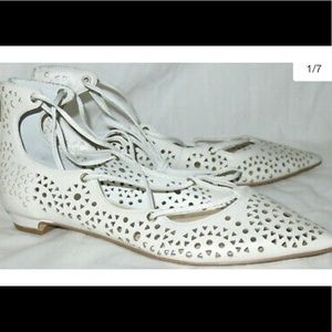 Ivanka Trump Lace Up Flat Cream Color